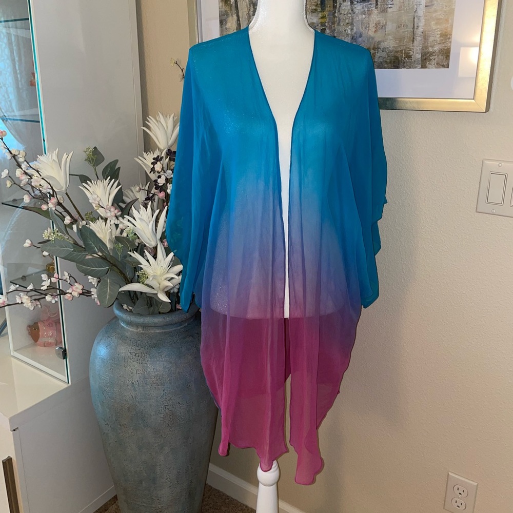Gorgeous colorful ombre pure silk summer kimono